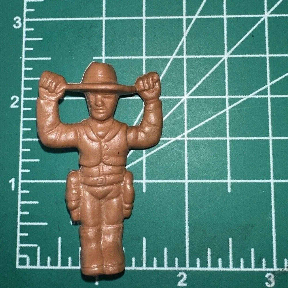 Vintage Cowboy Figurine Western Decor Cowboy Holding Hat Brown‎ Plastic